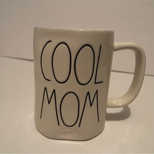Rae Dunn White Ceramic Mug Black large letters COOL MOM